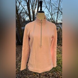 Tommy Bahama Women's Aruba Half Zip Sweatshirt XS Peach/Pink Logo Cotton